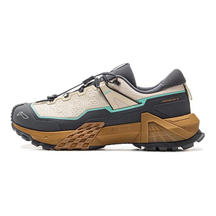Li Ning Outdoor CF Tracing, Xingchuan Pro Tlumení Protiskluzová Podpora Nízké Turistické Boty Unisex Khaki AHTU017-14