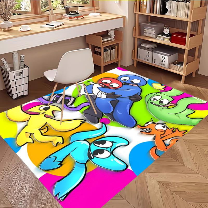 Game Rainbow Friends Print Rug, Washable Floor Carpet, For Entryway Dorm Laundry Room Office Study, Home Decor Birthday Christmas Gift