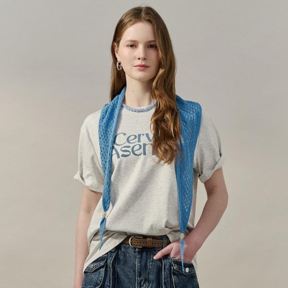 

Maxza NeT Scarf SeT LeTTering ShorT Sleeve T shirT zf05qT009na Grey/FREE