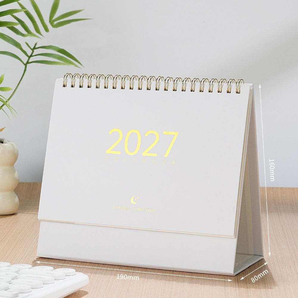 Paper 2027 Desk Calendar Spiral Binding Flip Calendar Durable Academic Planner Office Desk