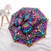 1pc Butterfly Mandala Artwork Auto-Fold Umbrella with One-Touch Open/Close - 8 Reinforced Ribs for Windproof Stability,  yy251118156