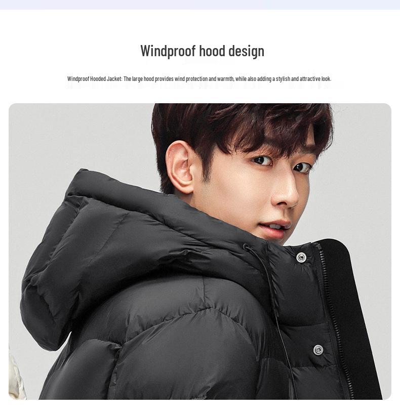 2025 Herren Dicke Warme Mittellange Winter Daunenjacke mit Kapuze - 90% Weiße Entendaunen, Partnerlook