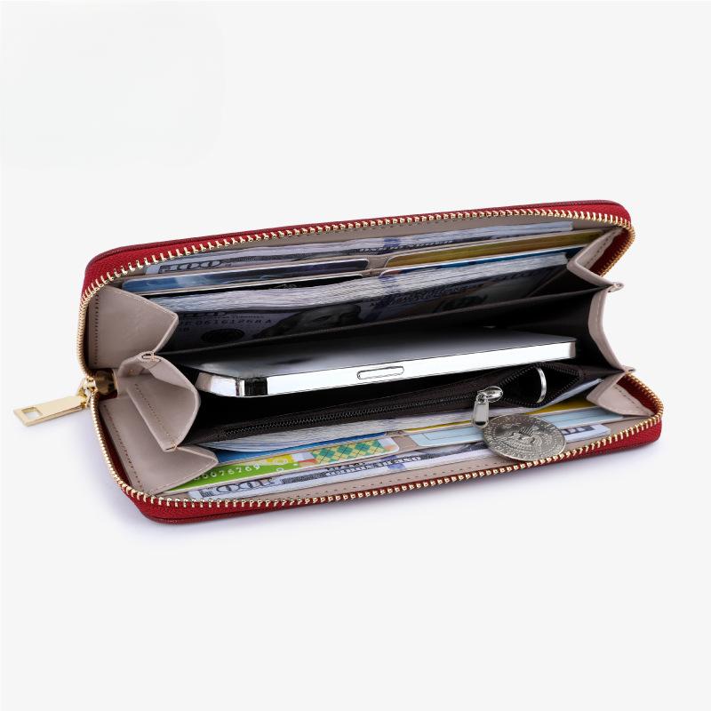 Women Wallets Crosshatch Zipper Bag - Long Wallet, Clutch Purse, Coin Pouch & Card Holder