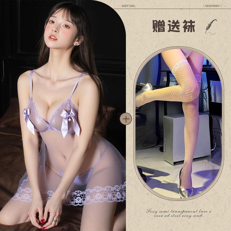 Bow Mesh Sexy Pajamas Small Breasts Pure Lust Lace Sweet New Girl Suspenders