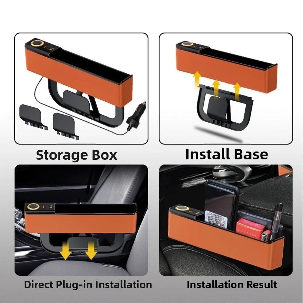 Multi-Functional Car Seat Gap Storage Box Fast-Charging Seat Gap Filler  Car Interior