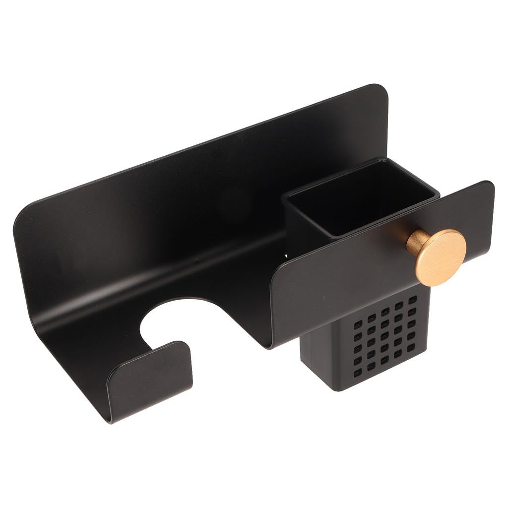 Hair Dryer Holder Punching Wall Mounted Space Saving Hair Dryer Rack with Storage Cup