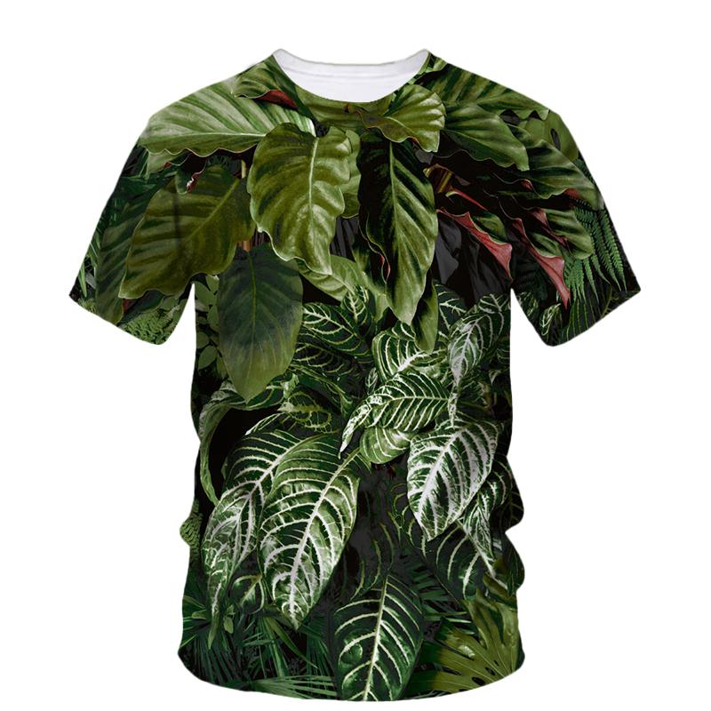 Summer Originality Plant Leaves Graphic T-shirts Trend Casual Personality Fun Printed O-neck Short Sleeve Men's T-shirts