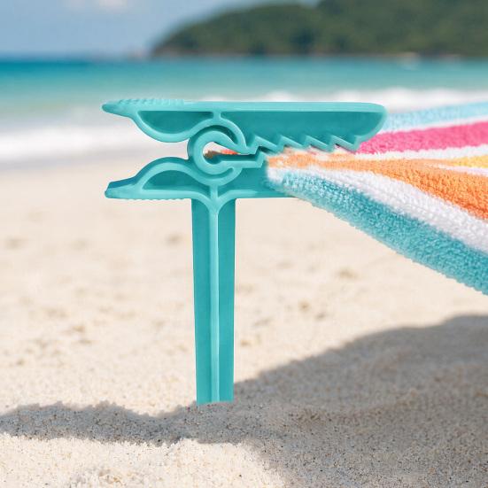4 Stück Strandtuch-Befestigungsclip-Hering, Winddichte Outdoor-Picknickdecke Sandspikes, Tragbarer Deckenhalter Picknickmatte Klemmen
