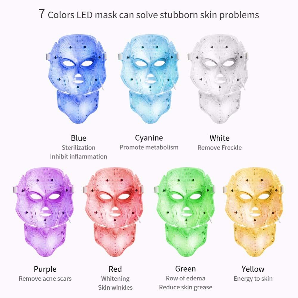 Seven-Color LED Neck Mask: Acne Removal & Skin Rejuvenation Therapy Device