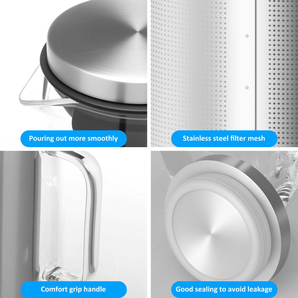 1.4L Airtight Cold Brew Coffee Maker Pitcher Thick Glass Carafe with Removable Filter Home Kitchen Juice Kettle Iced Tea Maker