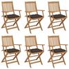 VidaXL Set of 6 Folding Garden Chairs with Cushions, Patio Seats, Dining Chairs, Patio Furniture 3074963
