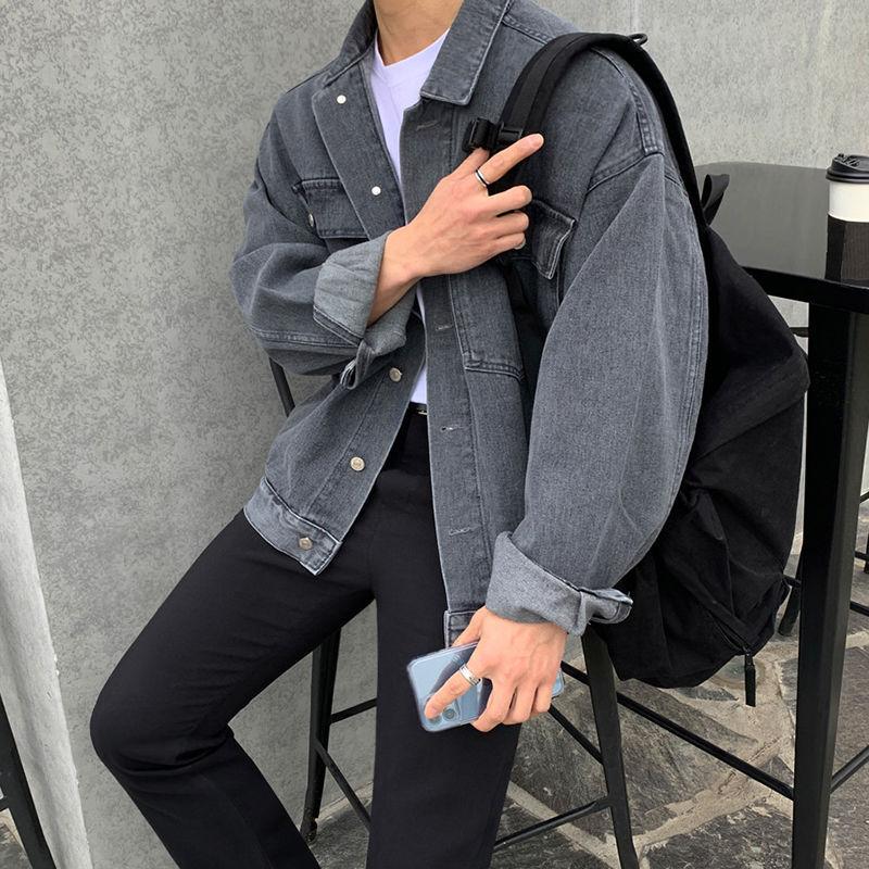 Denim Jacket Men's Spring and Autumn Korean Style Trendy Loose and Versatile Lapel Work Jacket Top