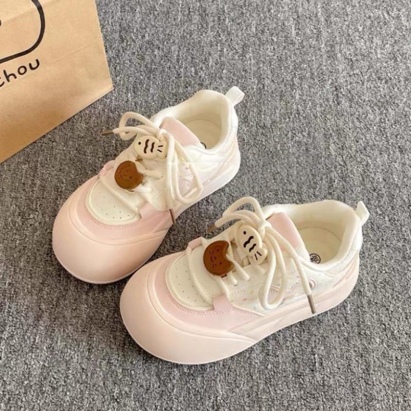 Summer mesh breathable board shoes women's new platform white shoes student niche leisure sports bread shoes