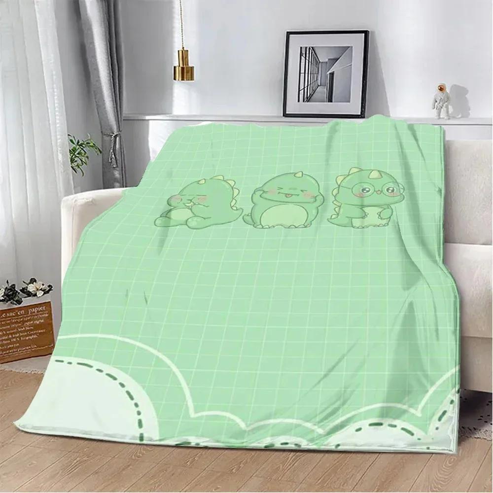Cute Cartoon Dinosaur Printed Throw Blanket  Soft  Warm  Perfect for Home Travel Picnics  Ideal Birthday Gift