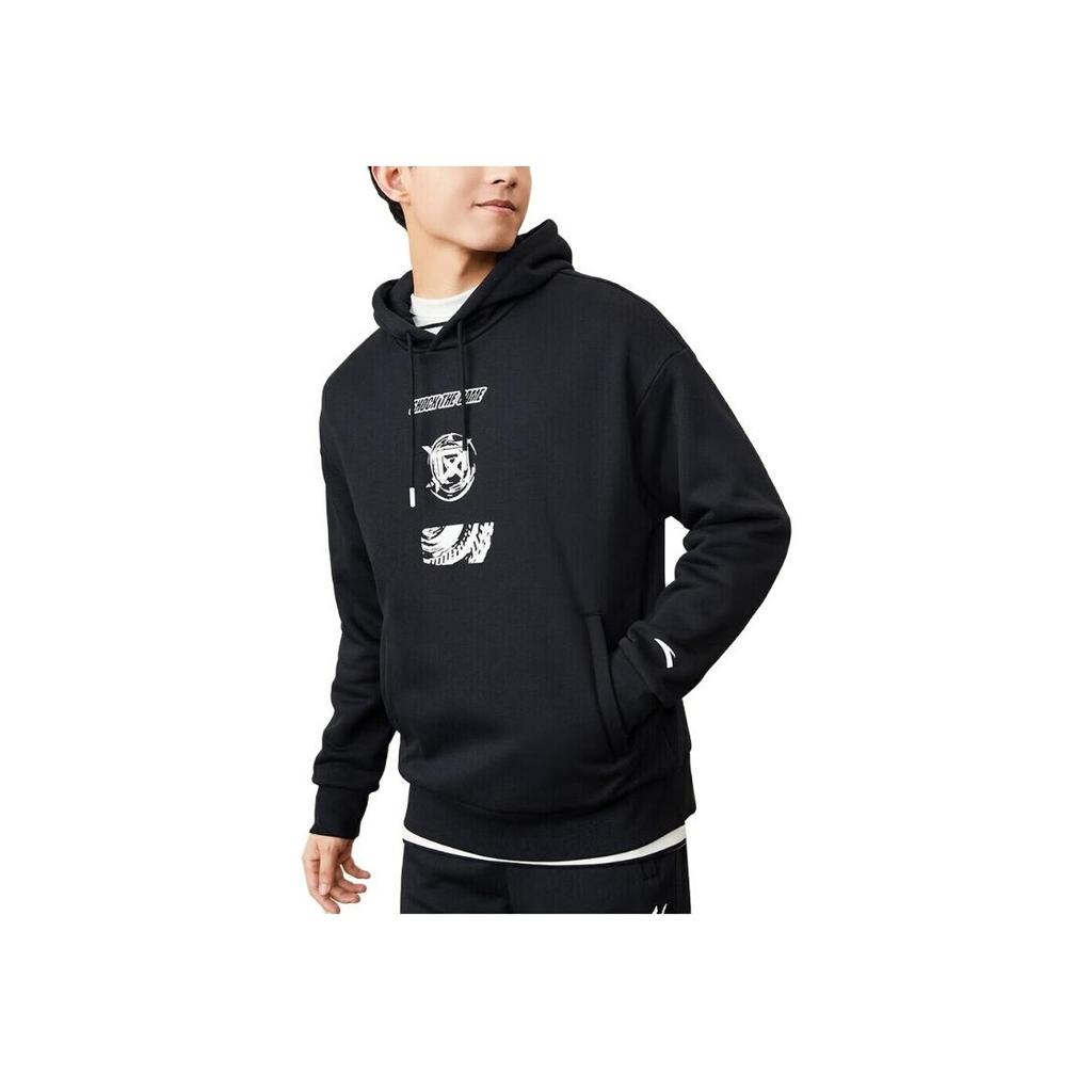 Anta Basketball Series Casual Hoodie Letter Print Long Sleeve Sweatshirt Men sweatshirt Black 172241704N-3