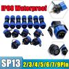 SP13 Waterproof Connector IP68 2/3/4/5/6/7/9 Pin Cable Connector Male/Female Plug Socket Nut/Flange/Docking Cable Wire Connector