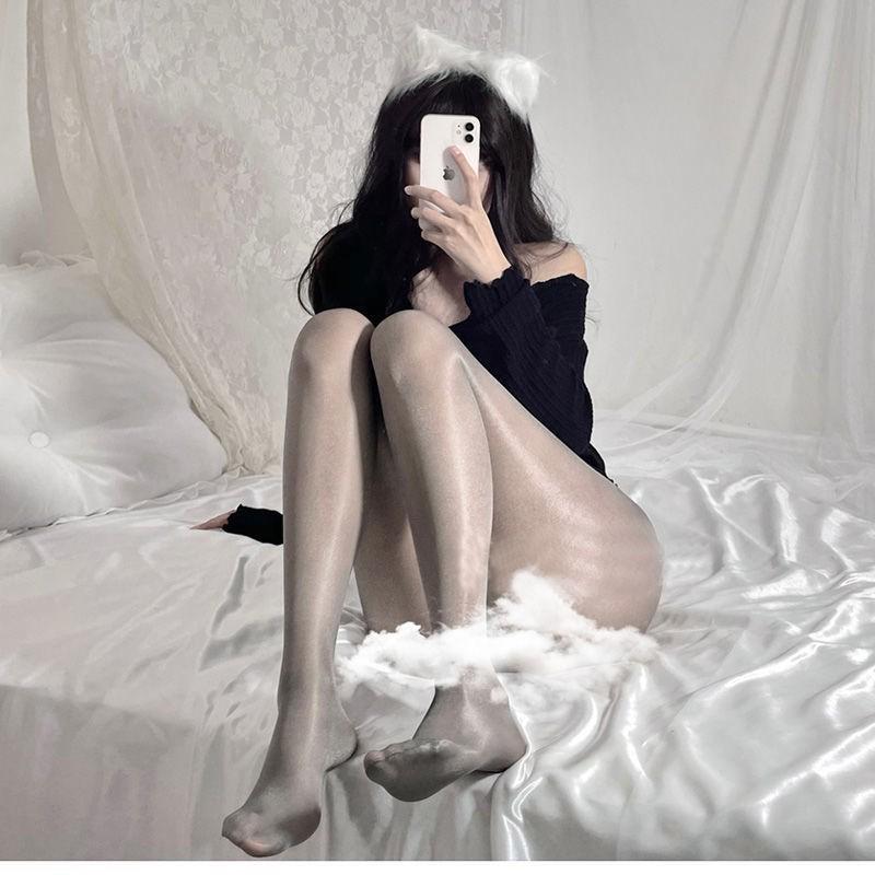 Gypsy Shining Pearlescent Socks Bright Stockings Thin Flash Anti-Hook Bottoming Socks Pearlescent Socks Bright Female Japan And South Korea Invisible One-line crotch (40-60kg)*4pcs серый