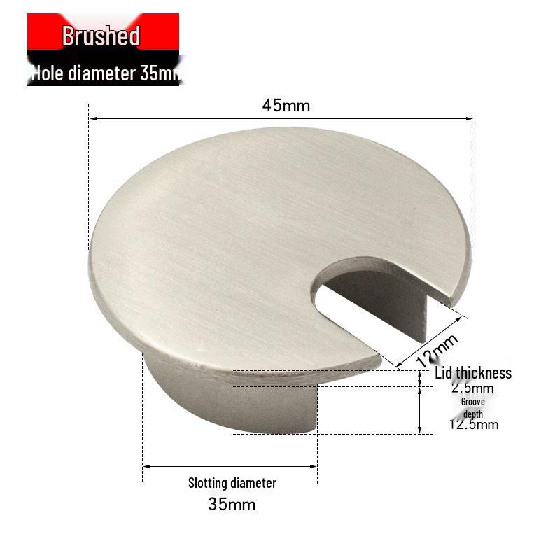 Zinc Alloy Desk Cable Grommet - Round Desktop Cable Pass-Through Cover