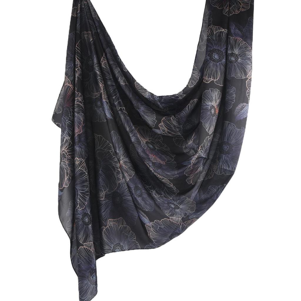 Silk Printed Marble Ethnic Headscarf and Shawl