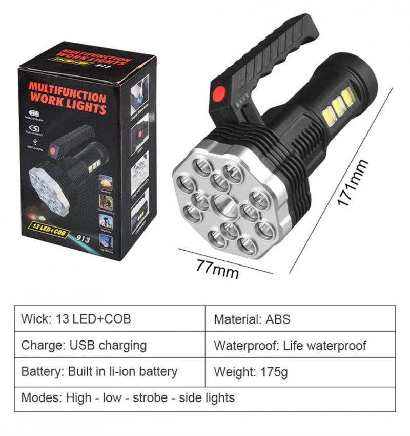 Waterproof Searchlight Large-capacity Battery Hand-light Fishing Lantern 1200mah Flashlight Handlamp Super Bright Camping Lamp