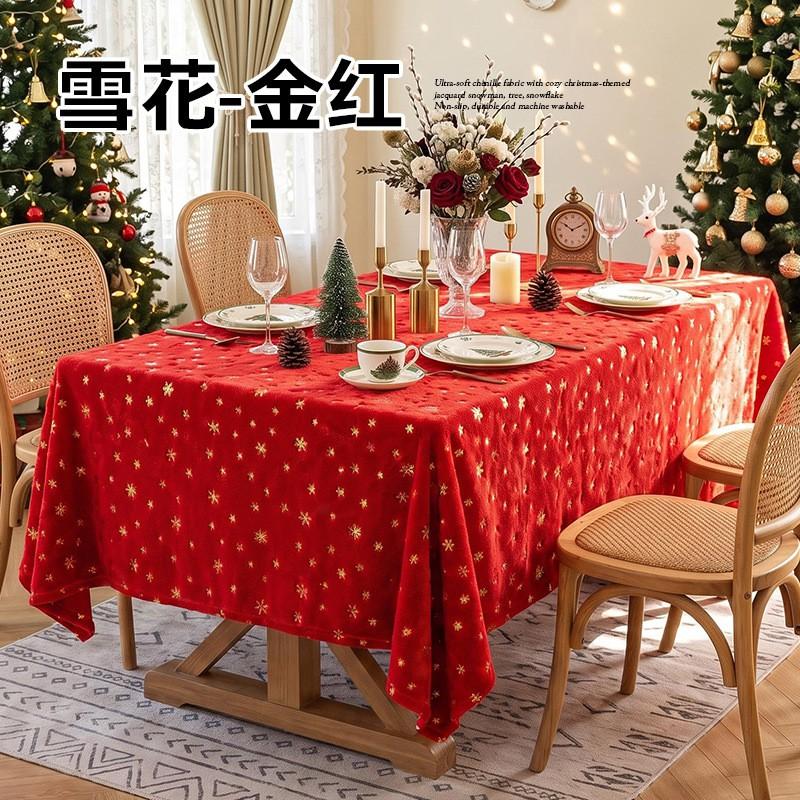 Christmas Tablecloth Rectangular White Festive Dining Decor With Snowflake Tree Patterns Home Holiday Party
