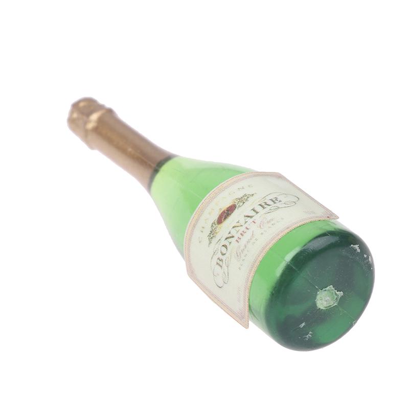 2 Pc Dollhouse Champagne Drink Bottles 1/12 Scale Mini Dollhouse Decor