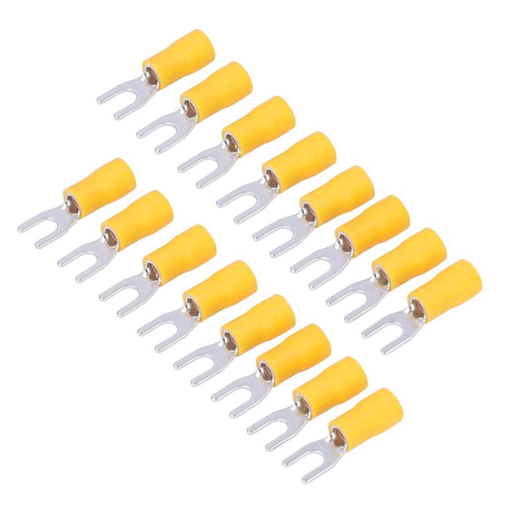 50Pcs Fork Terminals Insulated Spade U Type Wire Connector 12‑10AWG Cable Crimp SV5.5‑4 Yellow