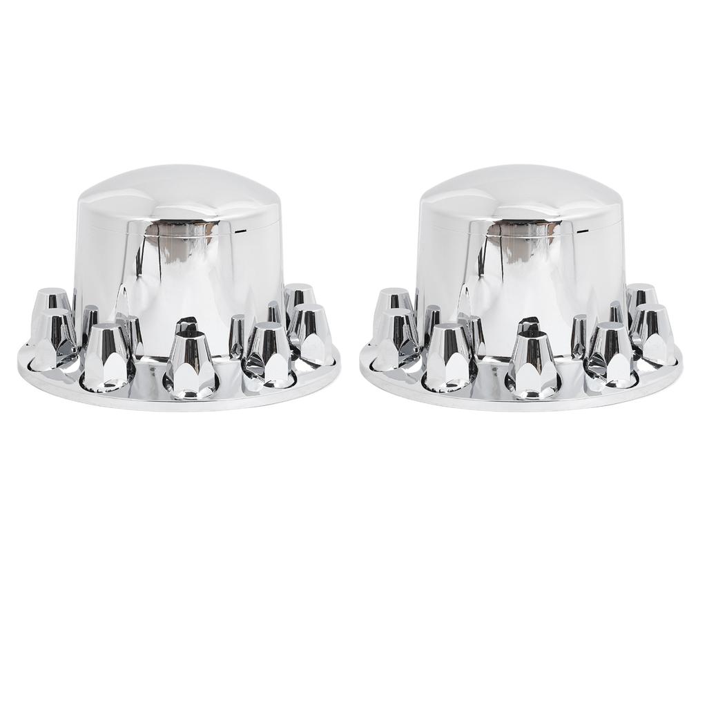 2PCS Rear Wheel Axle Covers Kit Chrome Plated Prevent Rust for Most Trucks Trailers Vehicles with 33mm Flange Lug Nuts