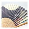 Kanzashi Silk Folding Fan for Women - Set with Pouch - 21cm Compact, Elegant Japanese Pattern, Modern, Heatstroke Prevention, Cooling, Business