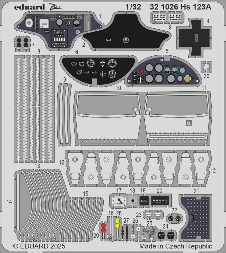 Eduard 1/32 Photo-Etched Hs123A Etched Parts (for ICM) Plastic Model Kits EDU321026 (Airplane)