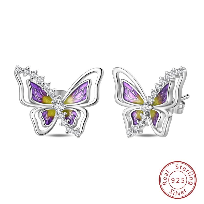 Hot 925 Sterling Silver Earrings Charm Simple Shining Lotus Zircon Wedding Women Jewelry Gift