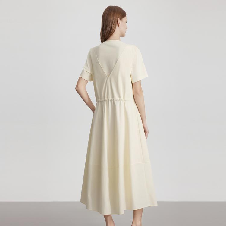 ELLE French Fashion Comfortable Design Patchwork Puff Short Sleeve Dress Women dresses EL51953