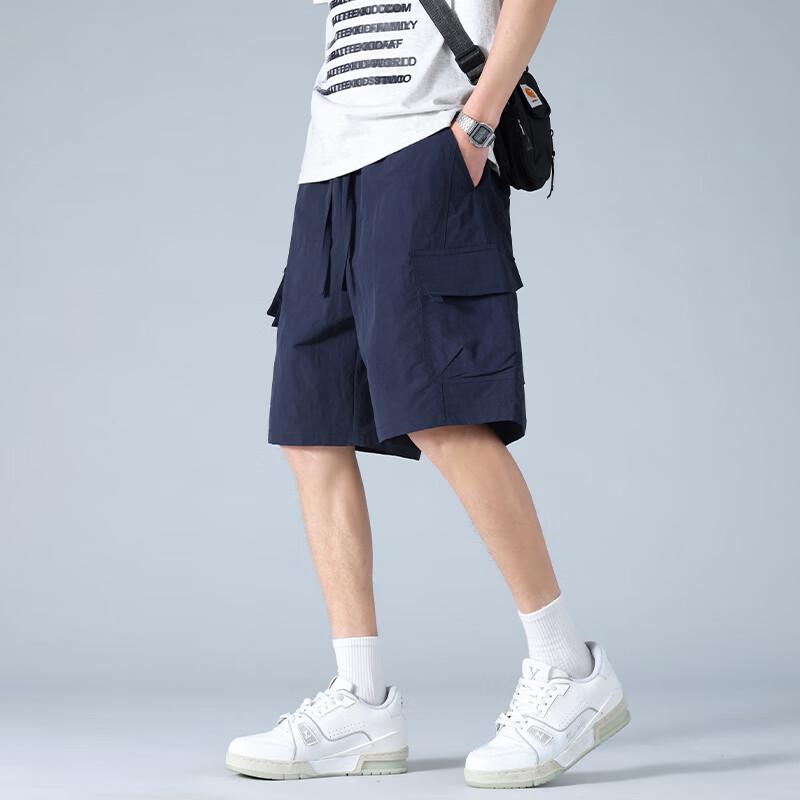 Men's Summer Elastic Waist Straight-Leg Cargo Shorts