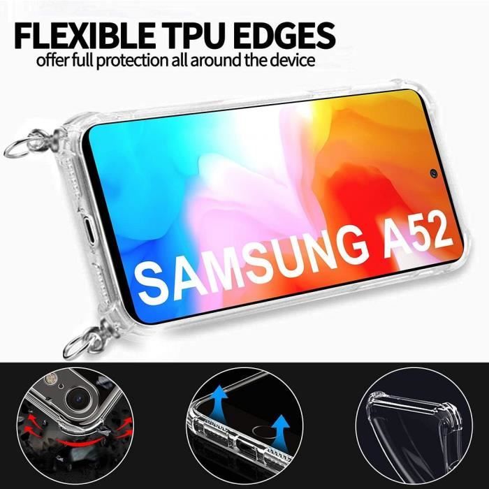 Coque de protection - PROSHOP - Samsung Galaxy A52 5G - Souple - Anti-choc - Transparent-rouge