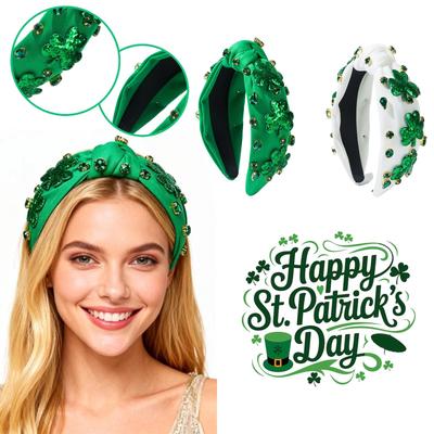 St. Faixa de Cabeça com Pedrarias para o Dia de São Patrício - Acessórios de Cabelo para Festa