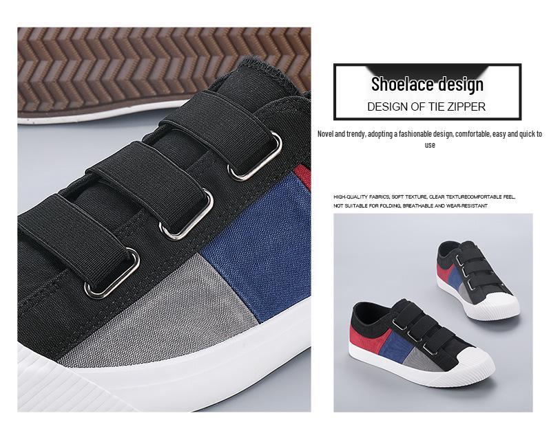 Spring Men's Slip-On Canvas Shoes: Korean Style Color Block, Breathable Casual Low-Top Skate Shoes