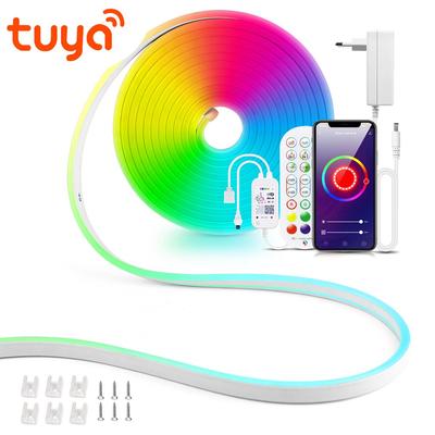 Tuya Smart Life WiFi LED neonový světelný pásek 12V LED pásek RGB neonový nápis Tape Dekorace Alexa Google Home s klipy Neonové světlo s EU zástrčkou