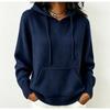 Hooded Knitted Hoodie Women's Autumn/Winter Hoodie Drawstring Pocket Sweater Women's Casual Solid Color Women
