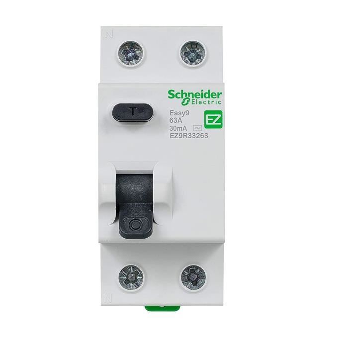 Disjoncteur - Schneider - Ez9r33263 - 2P - 63 A - 30 mA - AC-Type 230 V