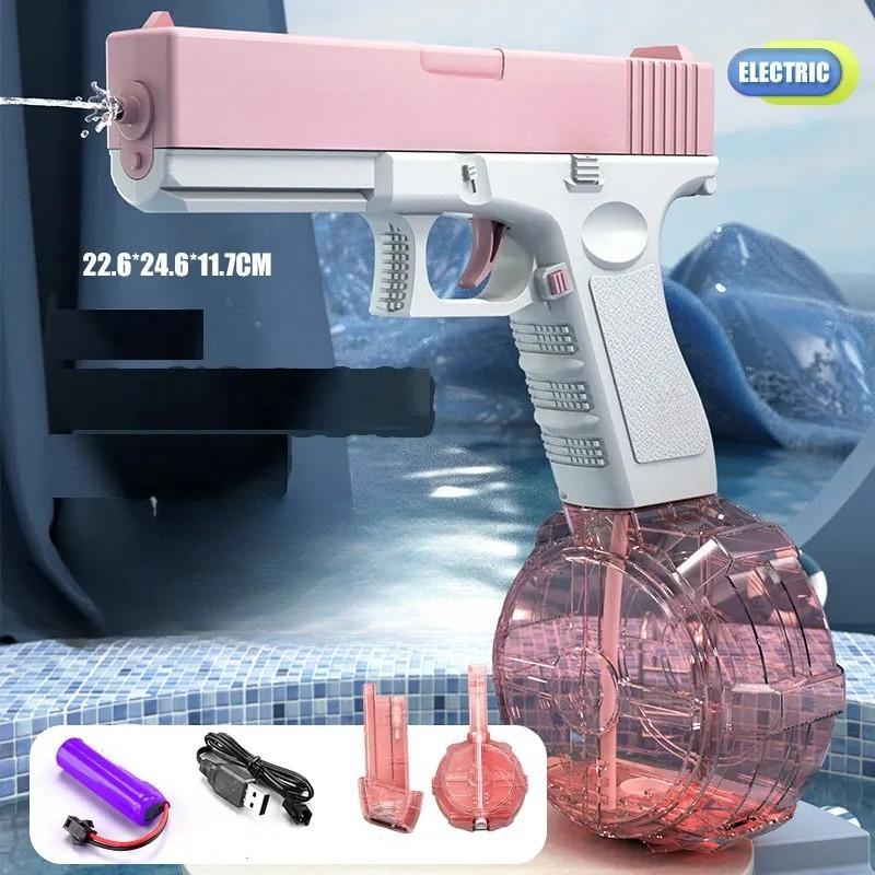 Automatic Electric Water Gun Rechargeable Long Range Water Blaster for Beach Pool Backyard Battles Adults Kids Summer Toy