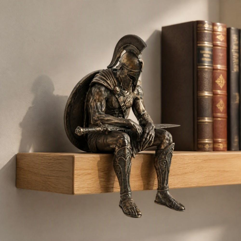 Statua di Guerriero Spartano Vintage Decorazione per Bordo di Libreria Stampata in 3D Decorazione per la Casa