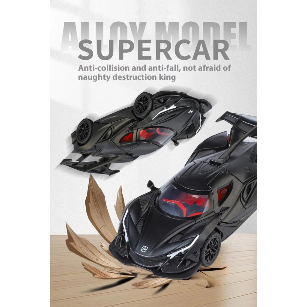 1/32 Apollo IE Sports Car Model Metal Die Cast Body Sound and Light Ornament Children's Toy Car Boys Gift Halloween Toys