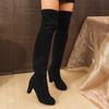 Foreign Trade Large Size Long Tube Over the Knee Suede Back Lace-up Thin Boots 2025 Autumn and Winter New High-heeled Round-head Fashion Women's Boots