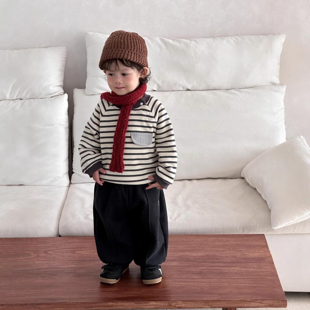 Children's clothing striped thickened sweater new children's clothing baby autumn and winter clothes boys velvet suit