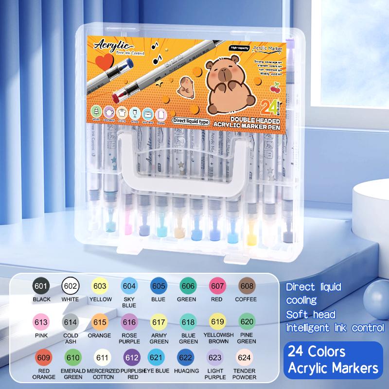 24/48 Цветных Несмываемых Акриловых Маркеров Студенческий Рисование Граффити Ручка Школьные Канцелярские Товары Офисные Принадлежности Подарок для Рисования