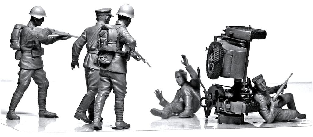 Master Box Accident 2 German 3 Soviet Accident Plastic MB35090 1/35 German-Soviet - Soldiers, Soldiers, Encounter, Model,