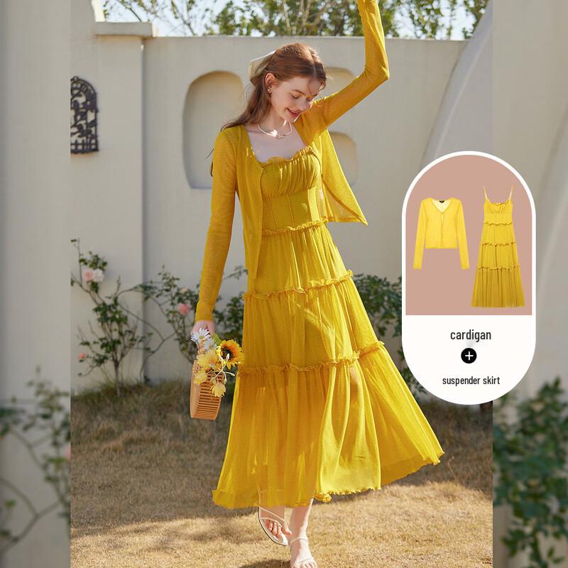 

Женский комплект из двух предметов: платье-камзол и кардиган S