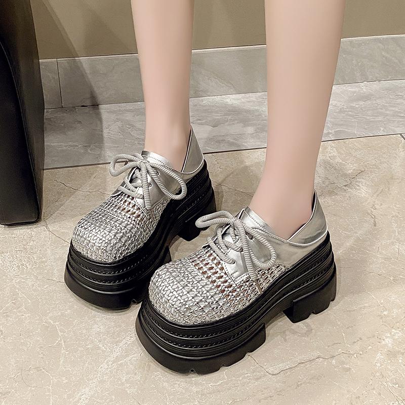 Fashion 10CM Women High Heels New Summer Pumps Females Lace-up Platform Chunky Sneakers Wedge Sandals Slides Shoes Zandalias De Mujer