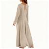 Women's Fashionable Casual Round Neck Long Sleeved Pocket Casual Loose Wide Leg Jumpsuit
