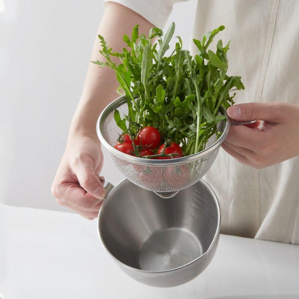 2Pcs/set Rust Proof Stainless Steel Colander Fine Mesh Food Strainer  Food Prep
